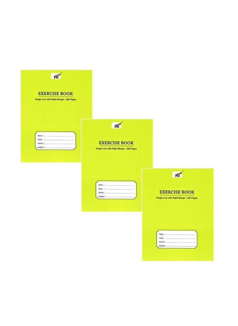 Psi 3-Piece Exercise Note Book Single Line Right Margin 200 Pages  - Image 2