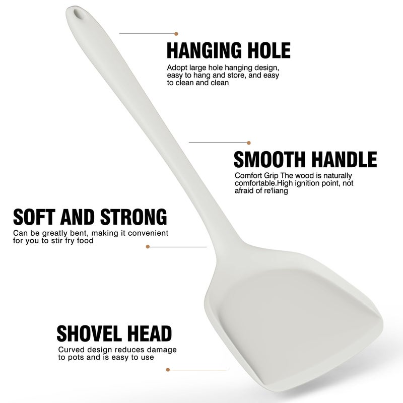 AOTHOD Silicone Cooking Utensils Set - 446Â°F Heat Resistant Silicone Kitchen Utensils,Spatula,Spoon, Kitchen Utensil Sets Gadgets Tools Set for Nonstick Cookware,Dishwasher Safe Bpa Free (Cream White) - Image 4