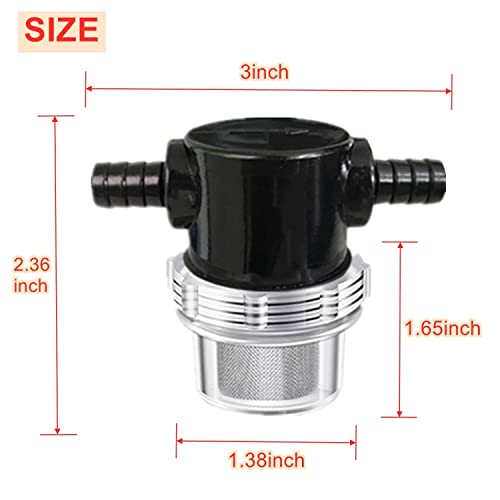 LDCRE 1/2 Inches Water Pump Strainer, RV Water Pump Filter Compatible with 3/8 Inches Hose Barb In-Line Strainer Twist-On Pipe Sprayer for 12V DC 80 PSI Camper Marine Boat Lawn, 80 Mesh Filter 2PC - Image 2