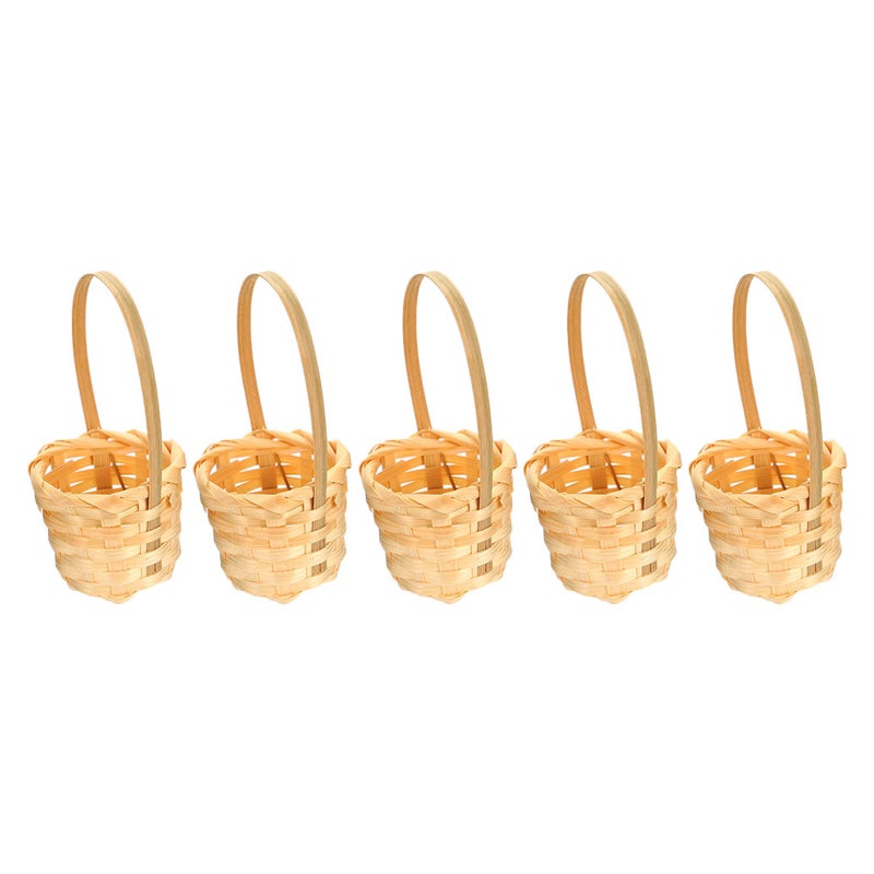 5pcs Small Hand Woven Flower Basket Handheld Woven Basket Multi-purpose Storage Basket - Image 3