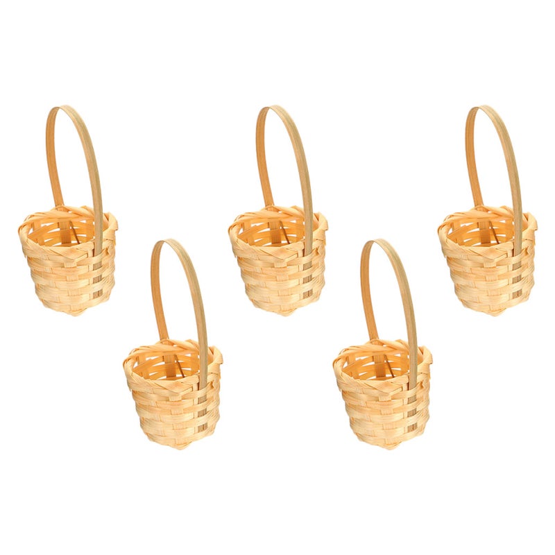 5pcs Small Hand Woven Flower Basket Handheld Woven Basket Multi-purpose Storage Basket - Image 1