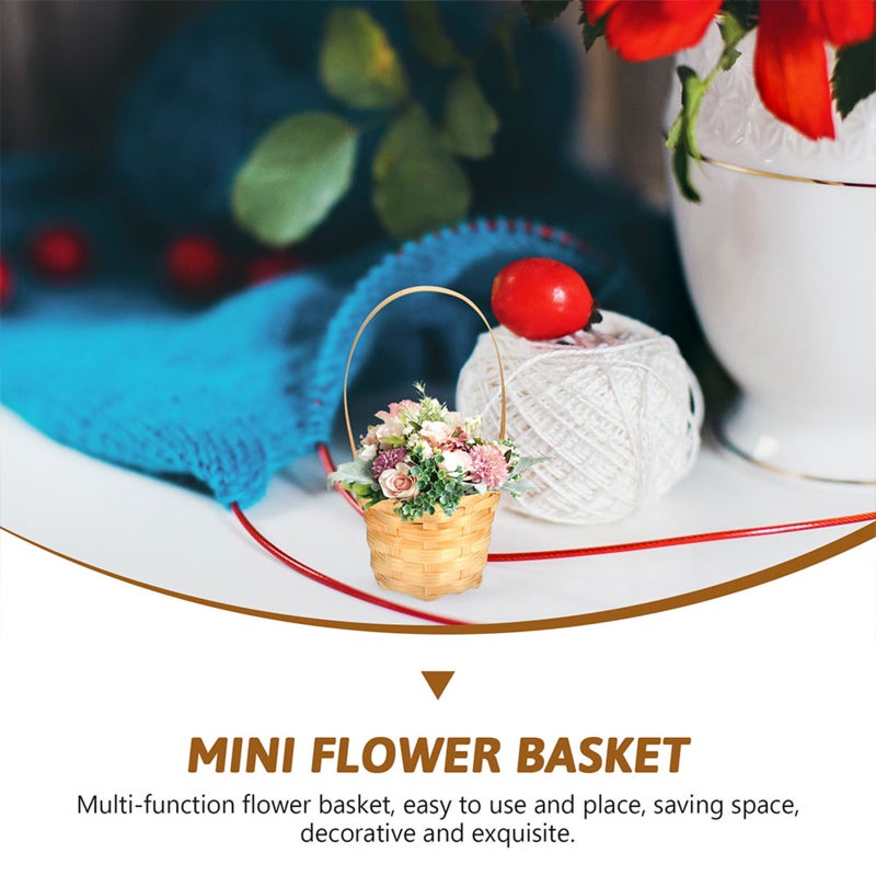 5pcs Small Hand Woven Flower Basket Handheld Woven Basket Multi-purpose Storage Basket - Image 5