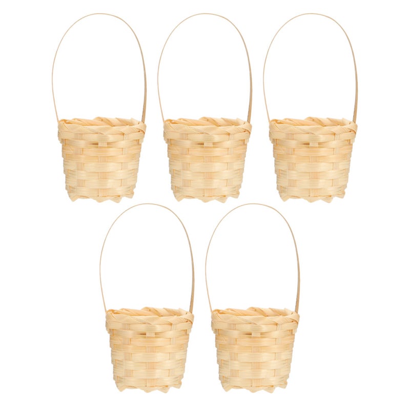 5pcs Small Hand Woven Flower Basket Handheld Woven Basket Multi-purpose Storage Basket - Image 4