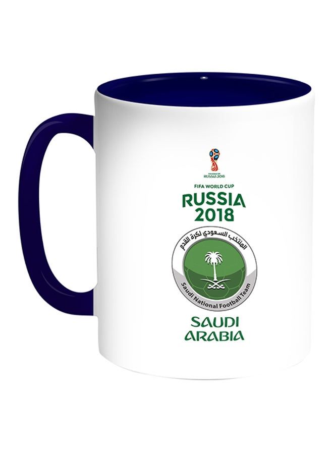 RKN FIFA World Cup 2018 Saudi Arabia Football Team Printed Coffee Mug White/Blue 11ounce - Image 1