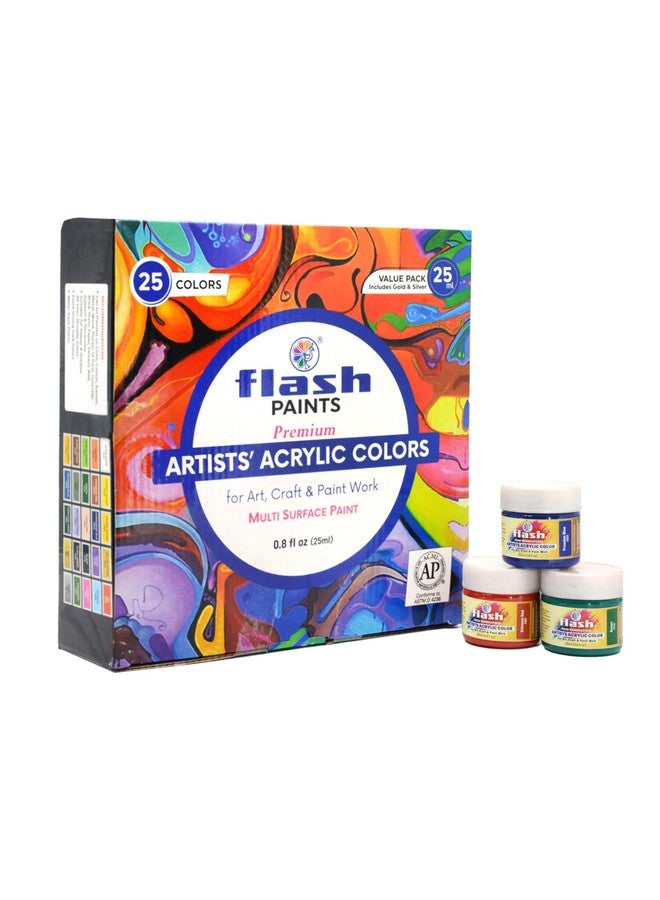 فلاش مجموعة ألوان أكريليك فلاش للبالغين والأطفال والمحترفين - 25 لون أكريليك، كل لون 25 مل - قوة صبغ عالية، صديقة للبيئة، غير قابلة للتلاشي، غير سامة، طلاء أكريليك متعدد الأسطح (25 مل، 25 لونًا) - Image 5