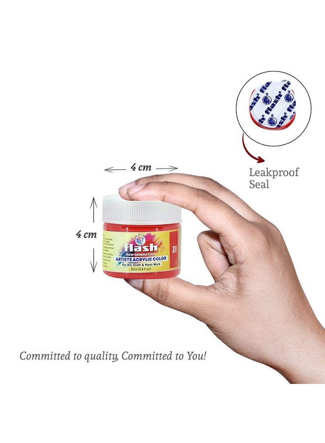 فلاش مجموعة ألوان أكريليك فلاش للبالغين والأطفال والمحترفين - 25 لون أكريليك، كل لون 25 مل - قوة صبغ عالية، صديقة للبيئة، غير قابلة للتلاشي، غير سامة، طلاء أكريليك متعدد الأسطح (25 مل، 25 لونًا) - Image 3