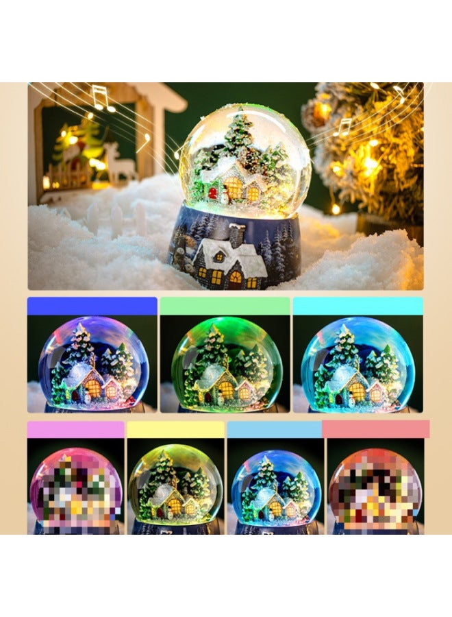 Glass Crystal Ball Rotating Music Music Box Birthday Gift Girls Snow Snow Ornaments Girls Children Practical-Color: Unlimited Music + Automatic Snow Falling + Internal Rotation + - Image 3