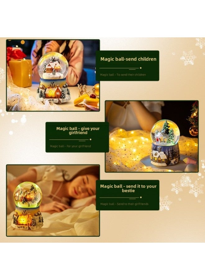 Glass Crystal Ball Rotating Music Music Box Birthday Gift Girls Snow Snow Ornaments Girls Children Practical-Color: Unlimited Music + Automatic Snow Falling + Internal Rotation + - Image 4