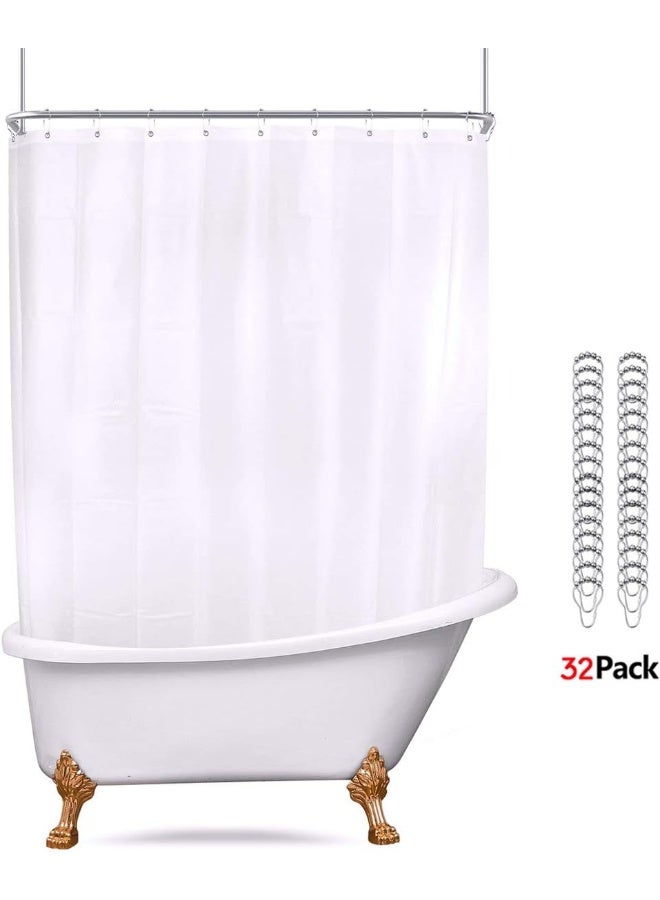 Riyidecor Clawfoot Tub Shower Curtain Liner Bathtub Round White All Around 180 x 70 Inch Wrap Around Freestanding Oval Surround PEVA Extra Wide Home Shower Panel Metal Shower Hooks Heavy Duty - Image 4
