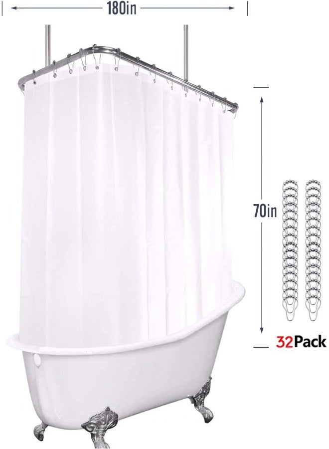Riyidecor Clawfoot Tub Shower Curtain Liner Bathtub Round White All Around 180 x 70 Inch Wrap Around Freestanding Oval Surround PEVA Extra Wide Home Shower Panel Metal Shower Hooks Heavy Duty - Image 2