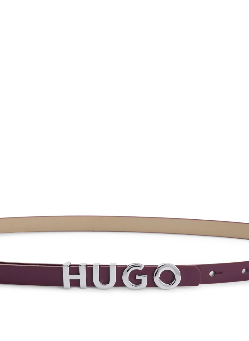 HUGO Italian-leather belt with logo buckle
