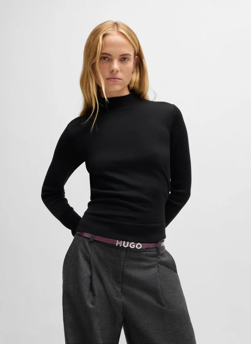 HUGO Italian-leather belt with logo buckle