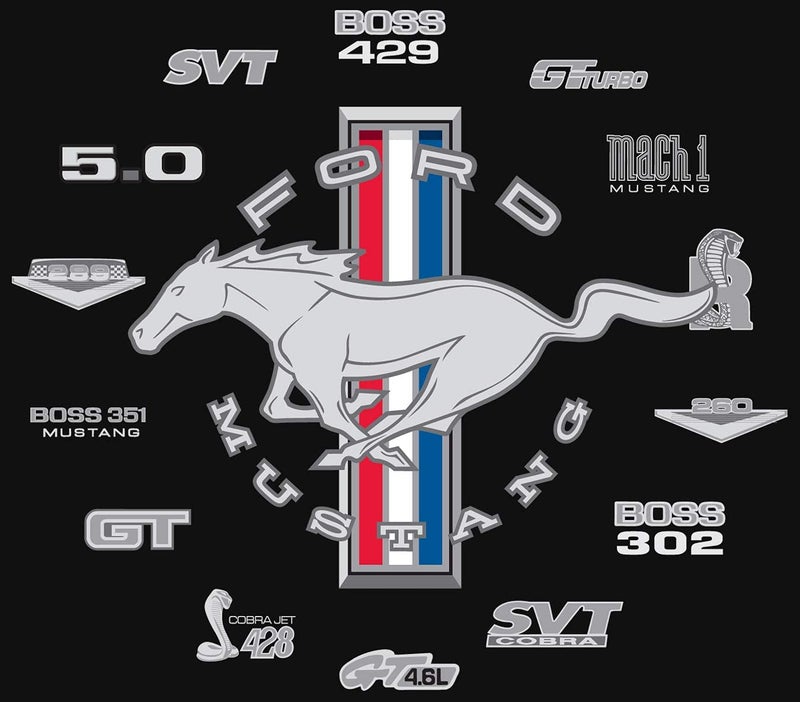 JH DESIGN GROUP JH Design Men's Ford Mustang Collage Short Sleeve Black Crew Neck T-Shirt (Small, CLG0-Black) - Image 5
