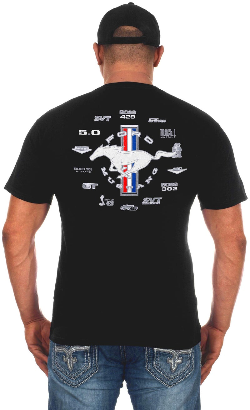 JH DESIGN GROUP JH Design Men's Ford Mustang Collage Short Sleeve Black Crew Neck T-Shirt (Small, CLG0-Black) - Image 3