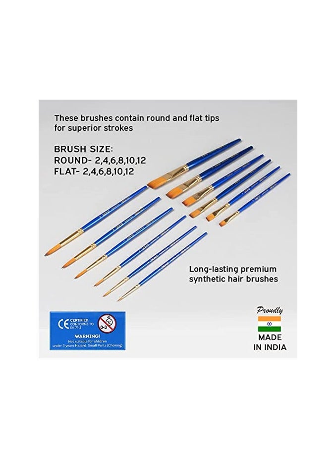 DOMS Artistic Paint Brush Set with Zip Case (12 Brushes x 1 Set) - Image 2