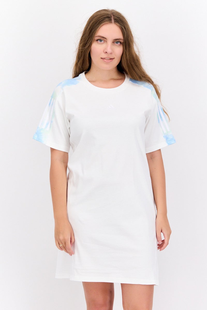 Adidas Women Sportswear Fit Short Sleeve Training Dress, White  - Image 1