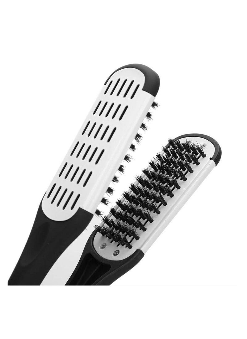 Y&D - Hair Straightener Brush Straightening Comb Double Sided Clamp Anti-static Dual-Brush Professional V Shaped Styling Hairdressing Tool for Home and Travel - Image 1
