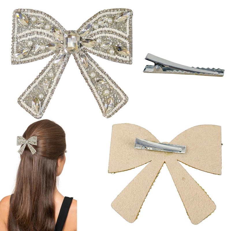 ANVIK Hair Bow Clips for Women | Crystal Bow Clip | Bow Barrette Clip | Alligators Bow Clips | Fancy Hair Clips | Hair Accessories for Women - Image 3
