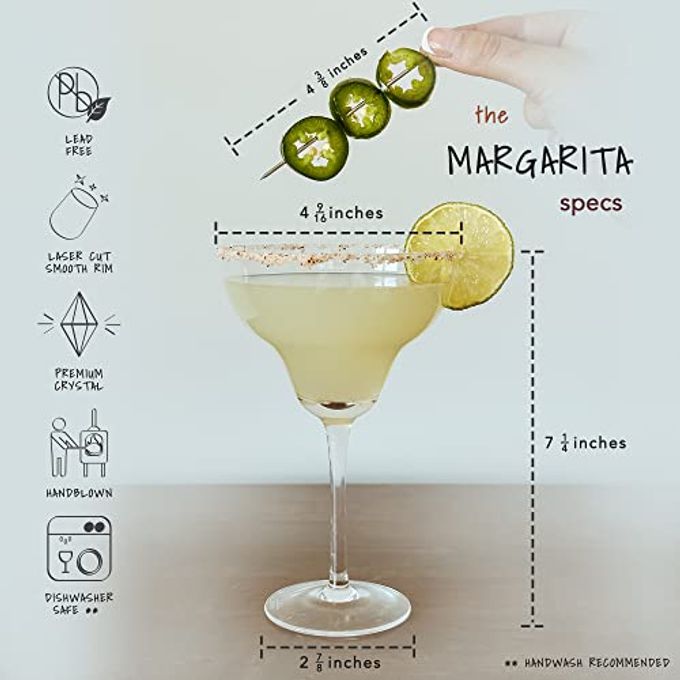 Mora PURE MORA Margarita Glasses Set of 4, 12 oz Modern Bar Glass for Martini, Frozen Daiquiri, Tropical Summer Parties Classic Coupe Cocktail Drinkware, Great Gift for Mixologists, Hand Blown Crystal - Image 5
