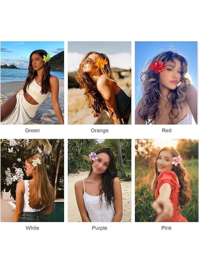 6 Colors Artificial Flower Hair Clips, Bohemian Flower Hair Clips Hairpin, Tropical Flower Hair Clip, Bridal Hair Bobby Pins Headwear For Women Girls Lady Bridal(Twin Flowers) - Image 2