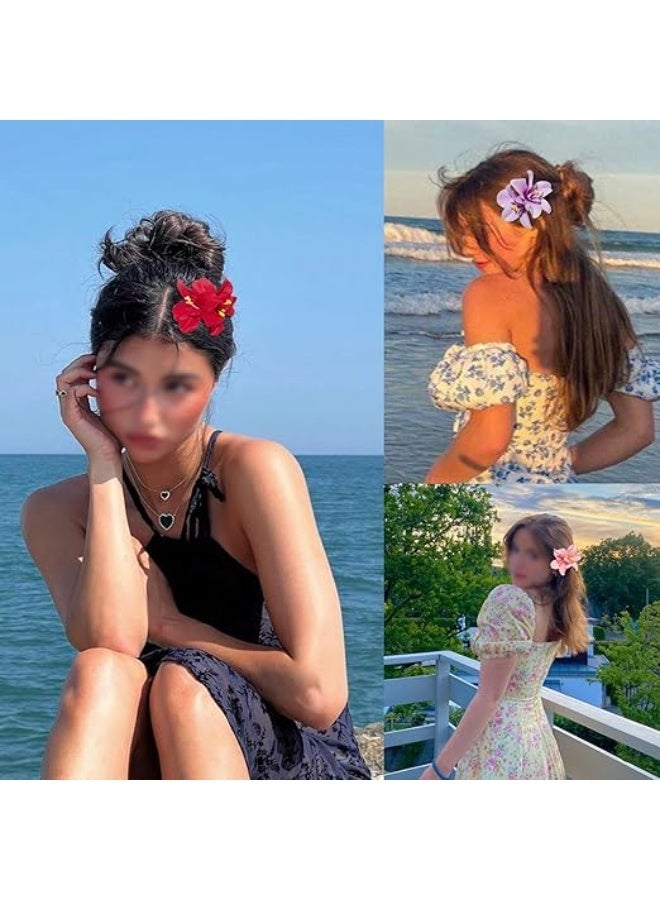 6 Colors Artificial Flower Hair Clips, Bohemian Flower Hair Clips Hairpin, Tropical Flower Hair Clip, Bridal Hair Bobby Pins Headwear For Women Girls Lady Bridal(Twin Flowers) - Image 5