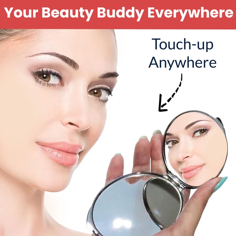 Temperia Pocket Mirror for Women & Girls - Small & Compact Hand Mirror for Makeup - Foldable, Portable, Travel Friendly Purse Mirror - Premium & Ergonomic Design (Random Colors & Designs) - Image 3