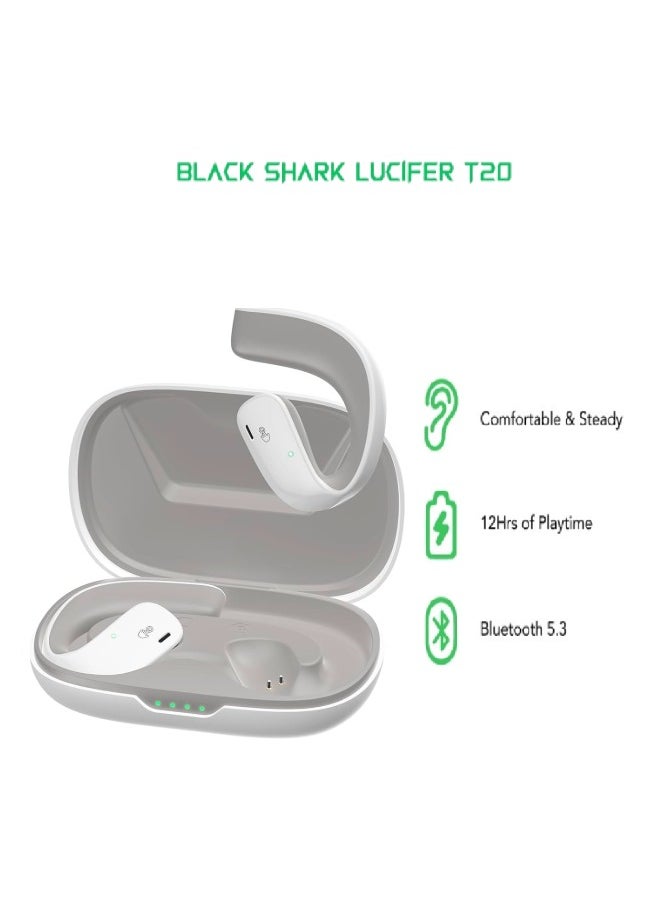 BLACK SHARK - Comfortable Immersive Earphone With Open Ear Wireless Design, 35H Long Battery Life,5.3 Bluetooth Connectivity and IPX67 Water Resistance T20 - White - Image 1