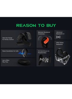 BLACK SHARK Comfortable Immersive Earphone With Open Ear Wireless Design, 35H Long Battery Life,5.3 Bluetooth Connectivity and IPX67 Water Resistance T20 - White  - Image 3