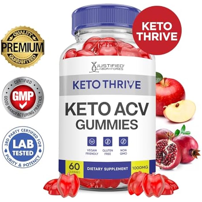 Justified Laboratories (2 Pack) Keto Thrive Keto ACV Gummies Advanced Formula 1000MG Keto Thrive Keto Gummies Apple Cider Vinegar Formulated with Pomegranate Beet Juice Powder B12 Vegan Non GMO 120 Gummys - Image 2