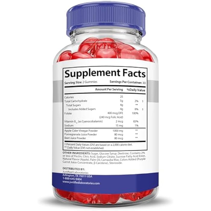 Justified Laboratories (2 Pack) Keto Thrive Keto ACV Gummies Advanced Formula 1000MG Keto Thrive Keto Gummies Apple Cider Vinegar Formulated with Pomegranate Beet Juice Powder B12 Vegan Non GMO 120 Gummys - Image 5
