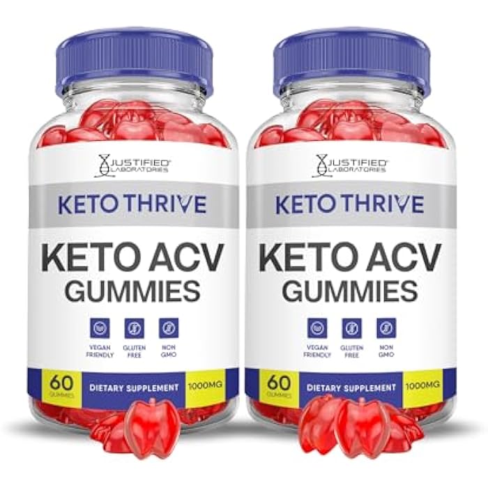 Justified Laboratories (2 Pack) Keto Thrive Keto ACV Gummies Advanced Formula 1000MG Keto Thrive Keto Gummies Apple Cider Vinegar Formulated with Pomegranate Beet Juice Powder B12 Vegan Non GMO 120 Gummys - Image 1