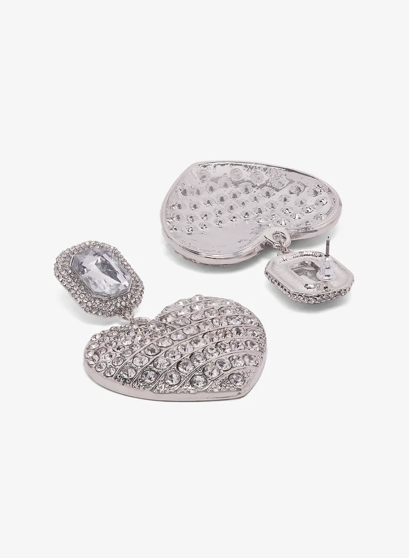 ايلا ليمتد اديشن Diamonte Rhinestone Embellished Heart Shaped Earrings