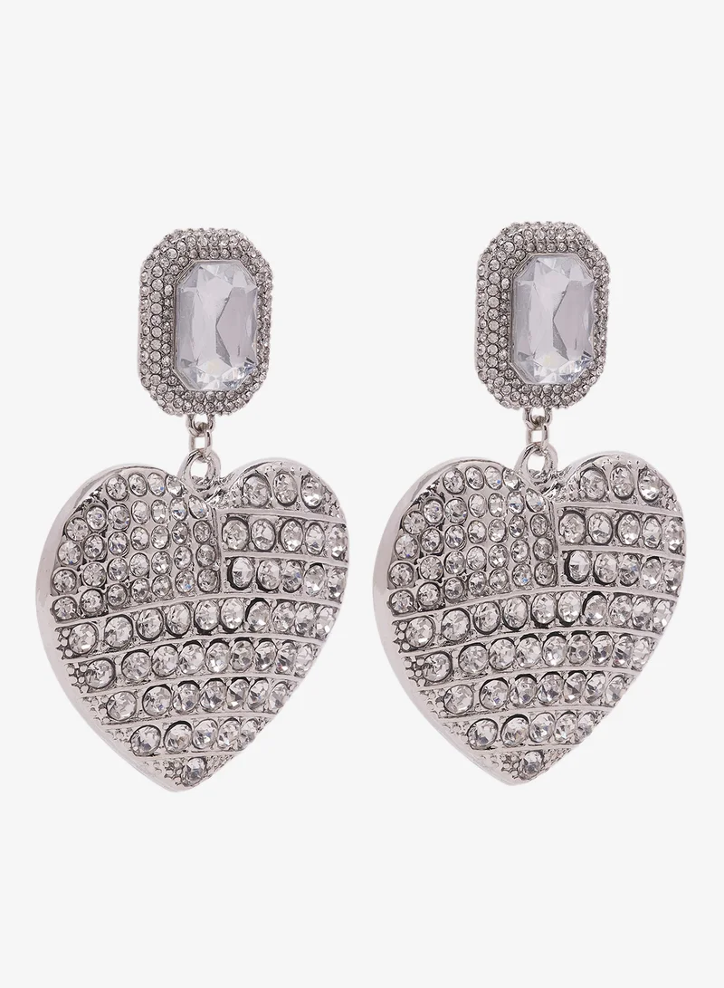 ايلا ليمتد اديشن Diamonte Rhinestone Embellished Heart Shaped Earrings