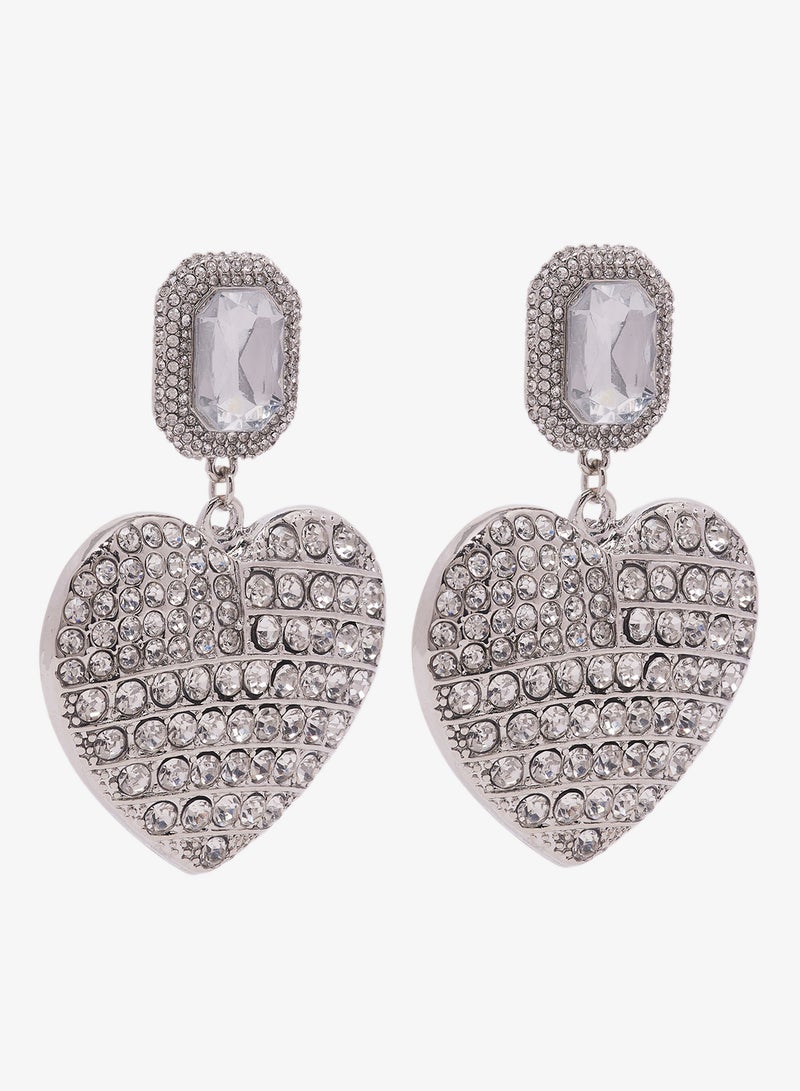 Ella Limited Edition Diamonte Rhinestone Embellished Heart Shaped Earrings - Image 1