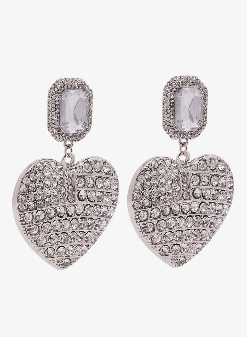 Ella Limited Edition Diamonte Rhinestone Embellished Heart Shaped Earrings - Image 2