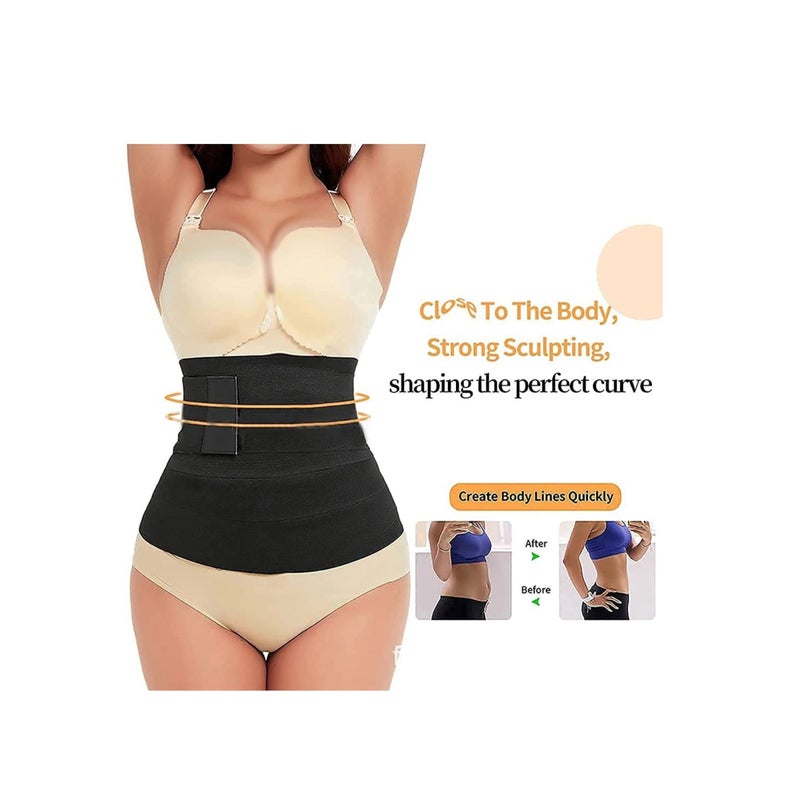 SOLARAE Bandage Wrap, Lumbar Waist Support Belt, Invisible Wrap Waist Trainer Tape, Women Slimming Tummy Wrap Belt, Adjustable Comfortable Back Braces for Lower Back Pain Relief (Black) - Image 2