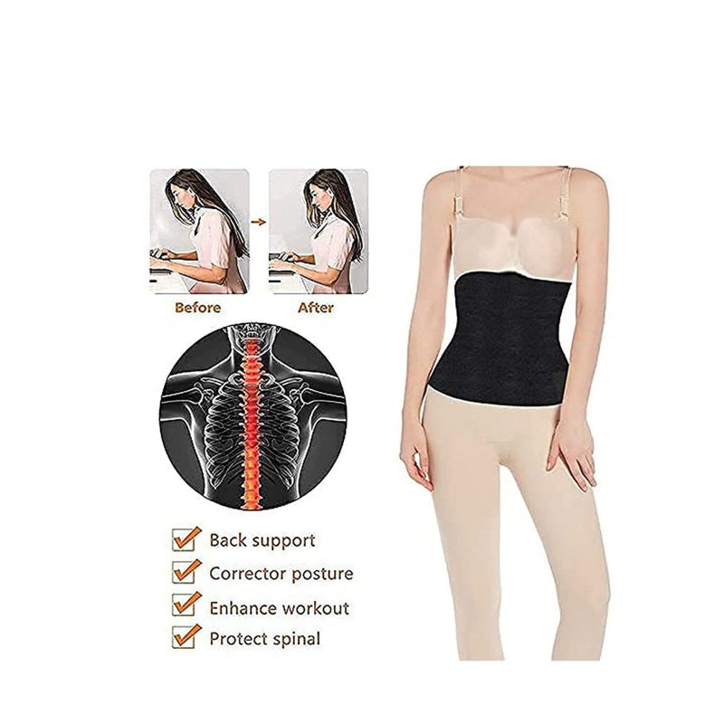 SOLARAE Bandage Wrap, Lumbar Waist Support Belt, Invisible Wrap Waist Trainer Tape, Women Slimming Tummy Wrap Belt, Adjustable Comfortable Back Braces for Lower Back Pain Relief (Black) - Image 3