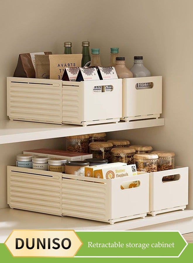 DUNISO 2 قطع من منظم الأدراج البلاستيكي القابل للتعديل والتوسيع بسعة كبيرة، صندوق تخزين قابل للتكديس، صناديق منظمات الأدراج، صناديق تنظيم الملابس في الخزانة، متين وقوي، مناسب للمطبخ، الثلاجة، الخزانة، غرفة الملابس، الحمام، المكتب - Image 1