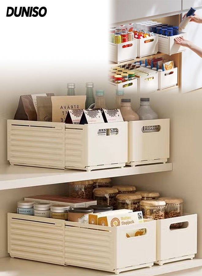 DUNISO 2 Pcs Adjustable Expandable Large Capacity Plastic Drawer Organizer, Multi-Purpose Stackable Plastic Storage Basket , Sturdy And Durable,  Suitable For Kitchen, Refrigerator, Cabinet, Wardrobe, Bathroom, Office - Image 1