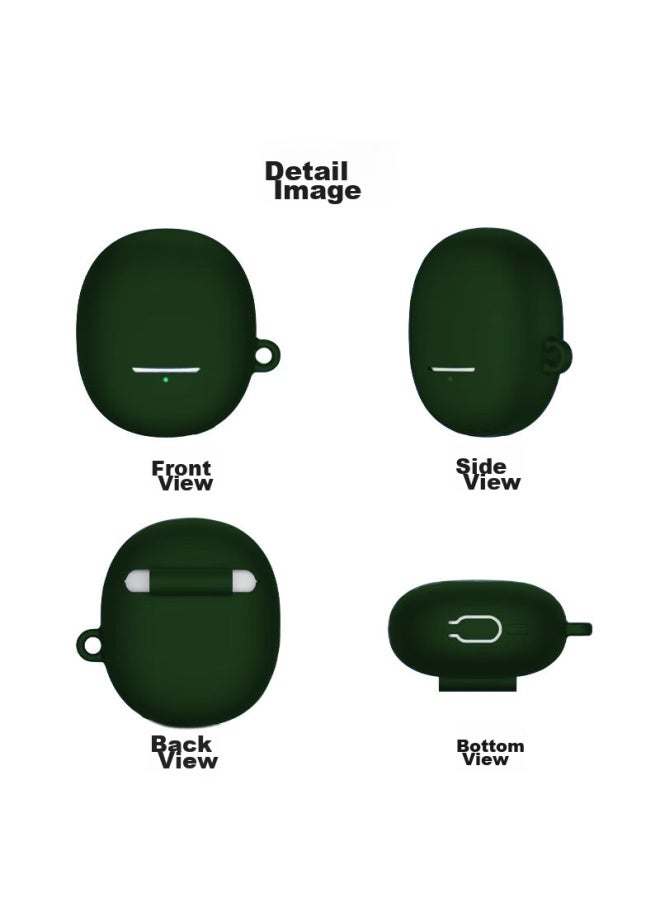 Kmaxai Compatible With Xiaomi True Wireless Earphones Buds4 Protective Case, Simple Silicone Protective Cover With Hook, Xiaomi Fourth Generation Charging Case Frosted Protective Pure Color Soft Case, Dark Night Green - Image 2