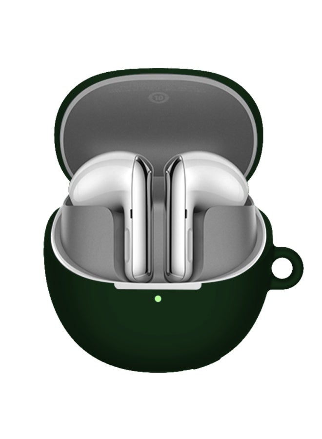 Kmaxai Compatible With Xiaomi True Wireless Earphones Buds4 Protective Case, Simple Silicone Protective Cover With Hook, Xiaomi Fourth Generation Charging Case Frosted Protective Pure Color Soft Case, Dark Night Green - Image 5
