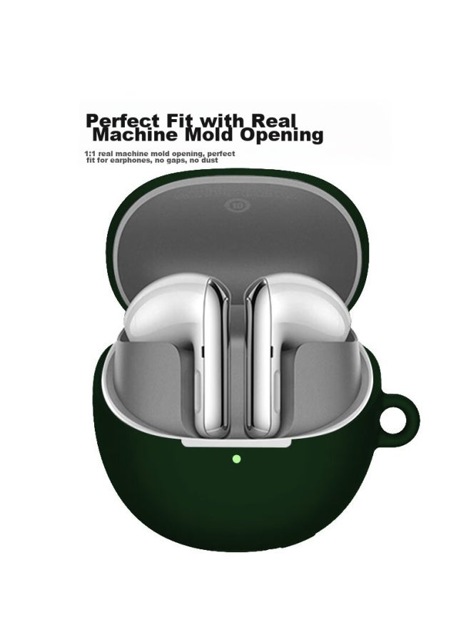 Kmaxai Compatible With Xiaomi True Wireless Earphones Buds4 Protective Case, Simple Silicone Protective Cover With Hook, Xiaomi Fourth Generation Charging Case Frosted Protective Pure Color Soft Case, Dark Night Green - Image 3