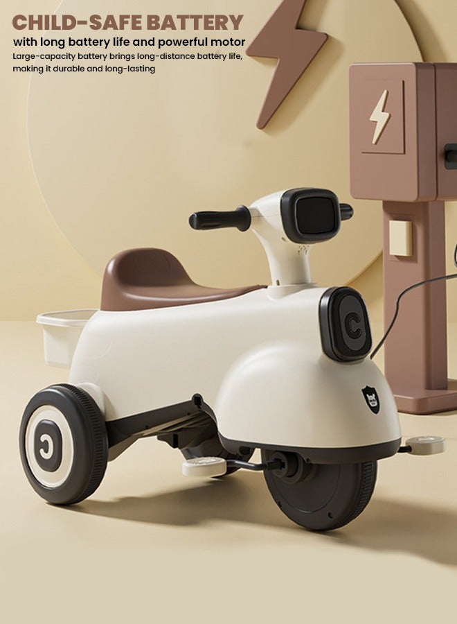 Baybee Hawk Battery Operated Bike for Kids, Ride on Toy kids Bike with Pedal, Music, Light, Parental Handle | Rechargeable Baby Bike | Electric Bike for Kids to Drive 1 to 4 Years Boy Girl (Beige) - Image 3