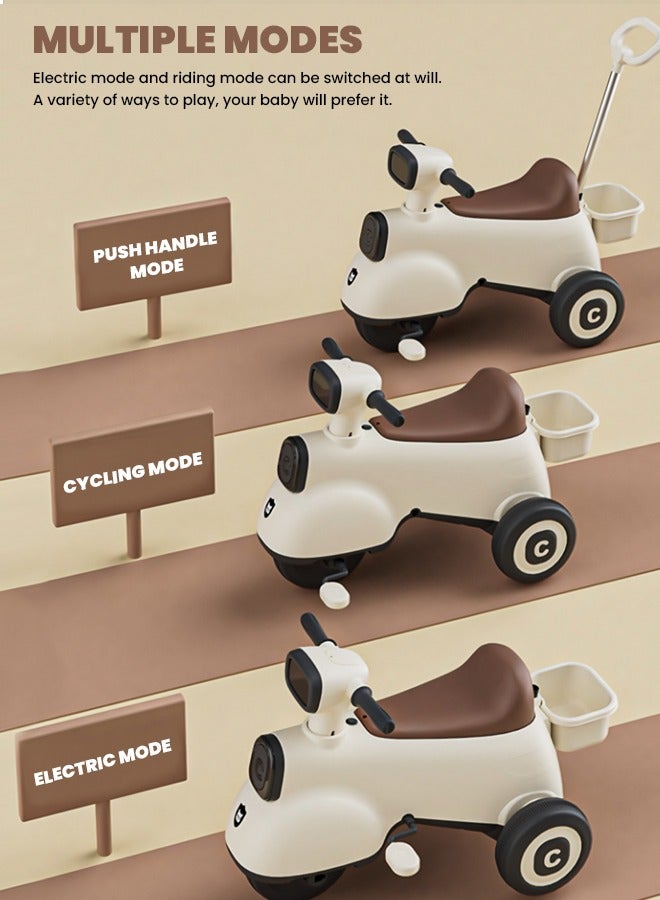 Baybee Hawk Battery Operated Bike for Kids, Ride on Toy kids Bike with Pedal, Music, Light, Parental Handle | Rechargeable Baby Bike | Electric Bike for Kids to Drive 1 to 4 Years Boy Girl (Beige) - Image 4