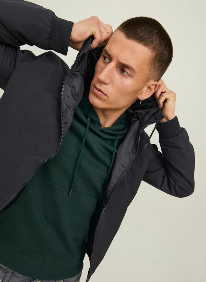 جاك اند جونز جاكيت بومبر مطبع بياقة هودي