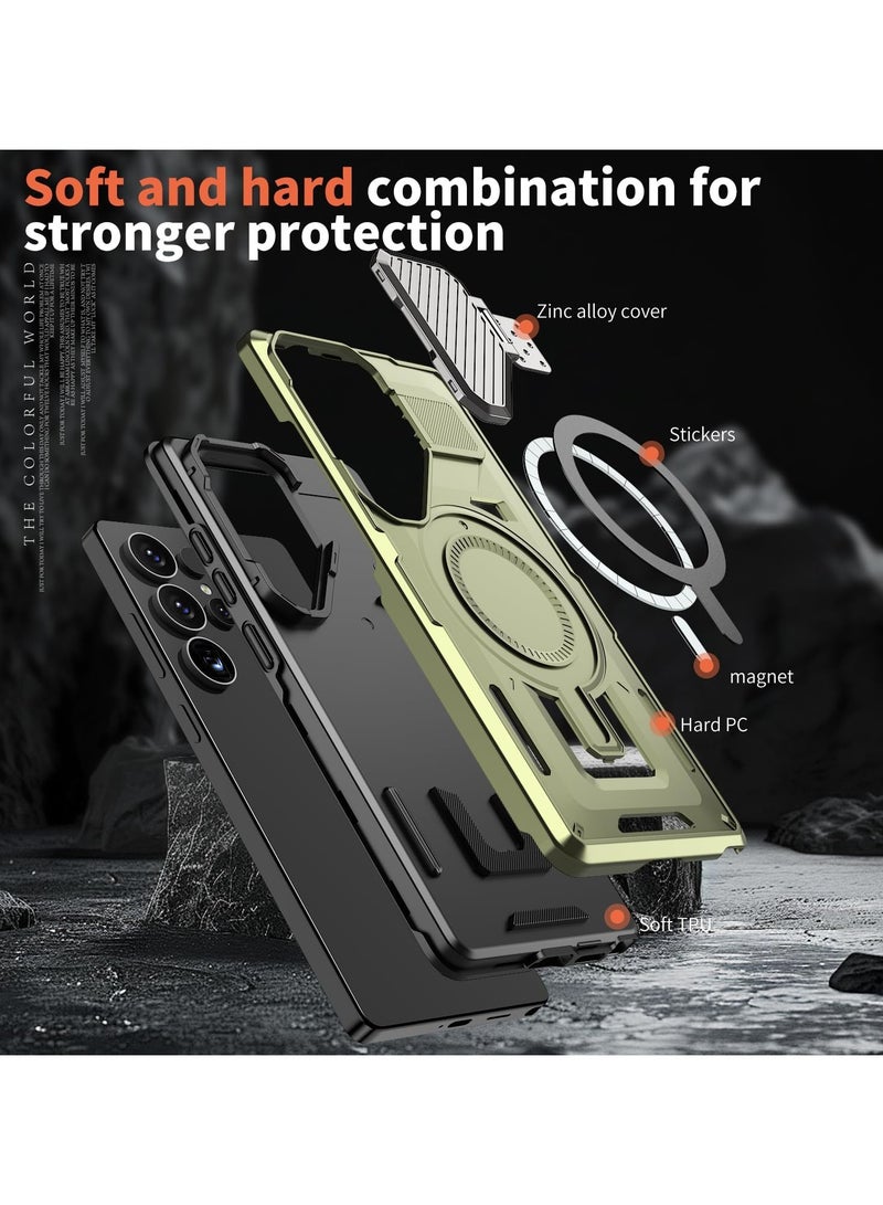 GOLDEN MASK GOLDEN MASK Compatible With Samsung Galaxy S25 Ultra Case with Camera Protection, with Mag-safe Case Magnetic with Stand (Green) - Image 3