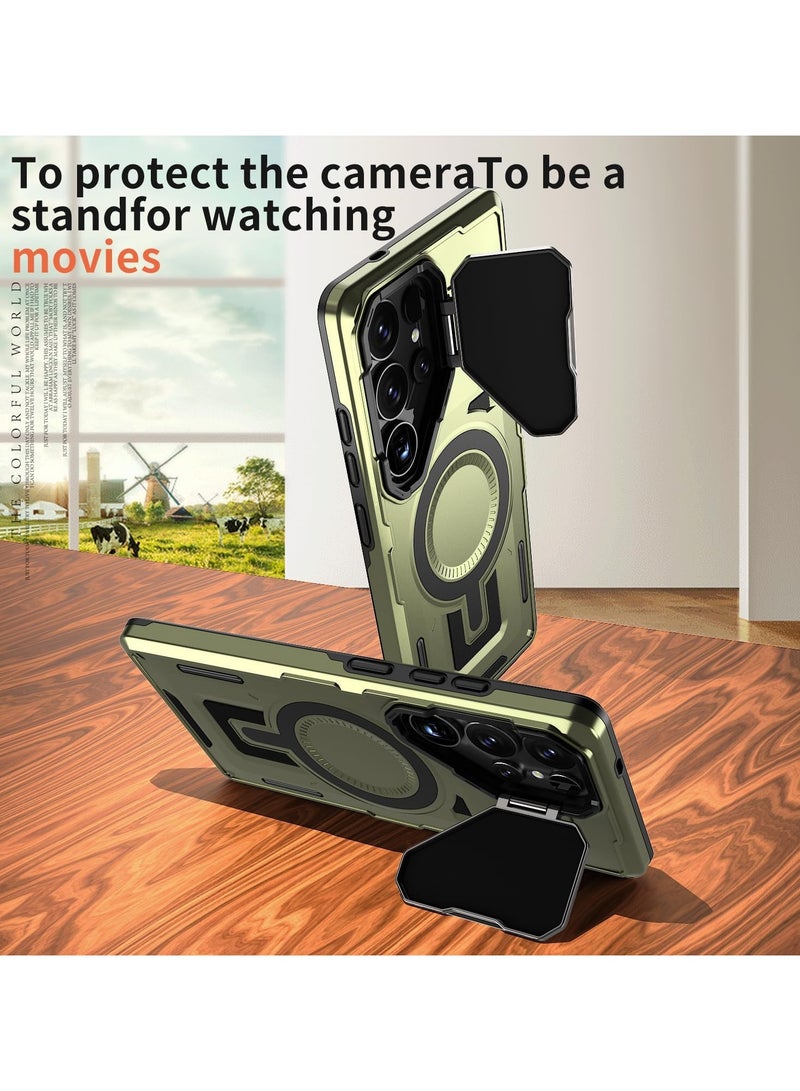 GOLDEN MASK GOLDEN MASK Compatible With Samsung Galaxy S25 Ultra Case with Camera Protection, with Mag-safe Case Magnetic with Stand (Green) - Image 5