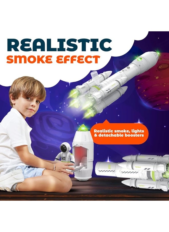 MOBIUS Toys - Space Toys for Kids 3-5 6 7 8 Years Old - Space Adventurer Rocket Ship Shuttle Model with Astronaut and Smoke Effect, Lights and Sounds, Outer Space Exploration Playset, Spaceship Toy for Boys Gifts - Image 1