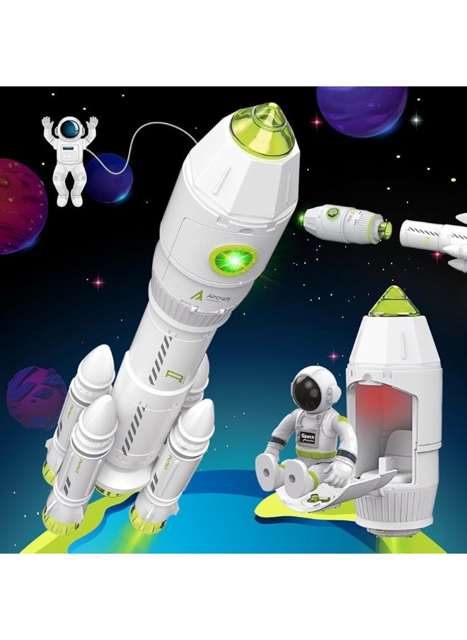 MOBIUS Toys - Space Toys for Kids 3-5 6 7 8 Years Old - Space Adventurer Rocket Ship Shuttle Model with Astronaut and Smoke Effect, Lights and Sounds, Outer Space Exploration Playset, Spaceship Toy for Boys Gifts - Image 1