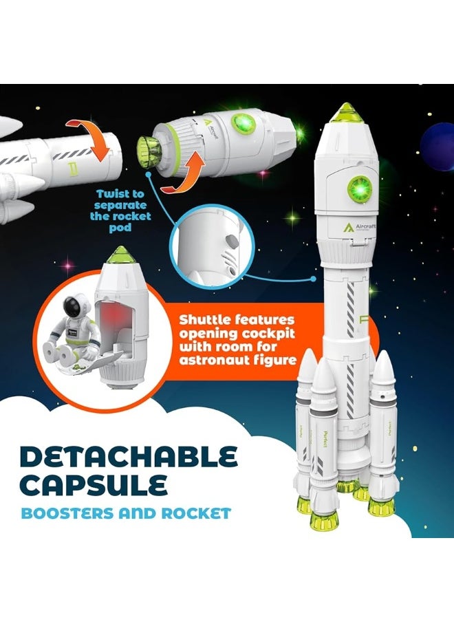 MOBIUS Toys - Space Toys for Kids 3-5 6 7 8 Years Old - Space Adventurer Rocket Ship Shuttle Model with Astronaut and Smoke Effect, Lights and Sounds, Outer Space Exploration Playset, Spaceship Toy for Boys Gifts - Image 1